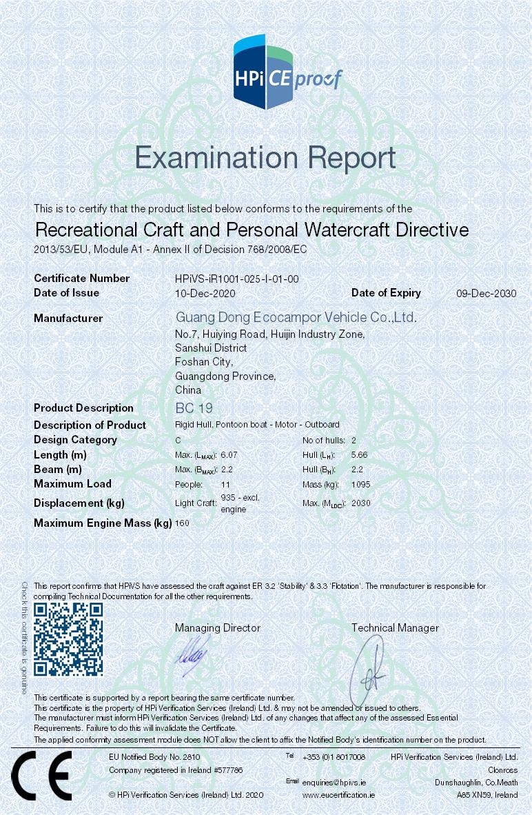Certificate HPiVS-iR1001-025-I-01-00