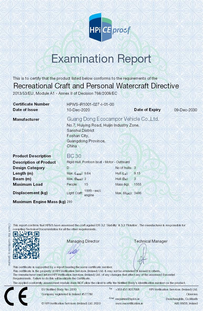 Certificate HPiVS-iR1001-027-I-01-00